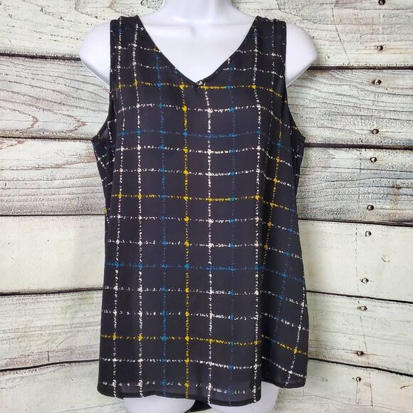 APT.9 Women’s Windowpane Plaid Sleeveless Blouse Tank Top M - Picture 1 of 5